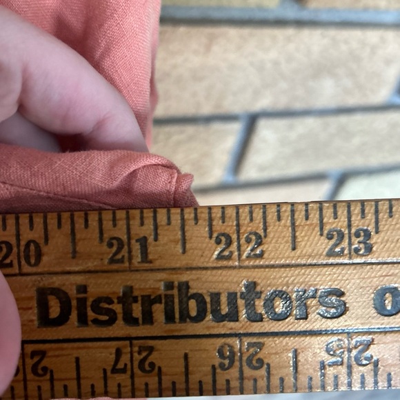 NWT Cynthia Rowley Women’s 100% Linen Ruffle Hem V Neck Coral Dress Size Large - Picture 6 of 6